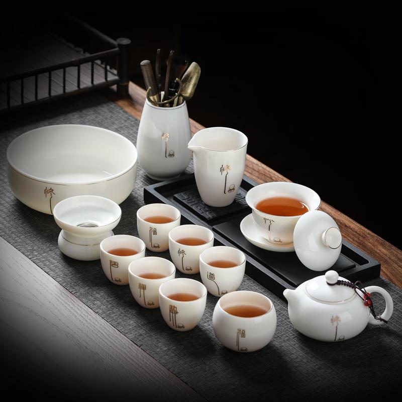 茶具茶杯套装2025新款陶白瓷盖碗高端家用年轻人功夫羊脂玉壶轻奢