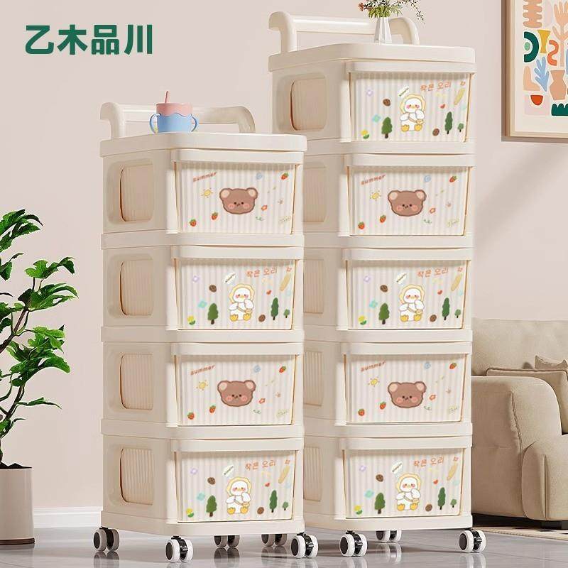 零食收纳柜推车置物架婴儿用品收纳柜家用抽屉式多层可移动收纳架