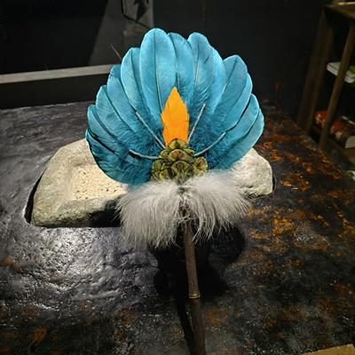 手工艺孔雀羽毛扇子古风儿童老式孔明诸葛亮羽扇鹅毛夏天扇风摆件