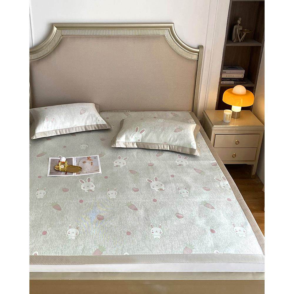 高端可爱兔冰丝凉席1.5/1.8m米可水洗可裸睡三件套夏季床笠款席子,床上用品,冰丝席,淘宝优惠券,粉丝福利购,淘宝优惠卷