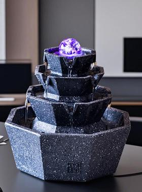 八方来财风水轮循环流水摆件动圆时来运转招财喷泉办公室生财摆设