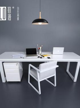 拉洛 纯白色极简办公桌 设计工作简约电脑桌 现代LOFT会议桌长桌