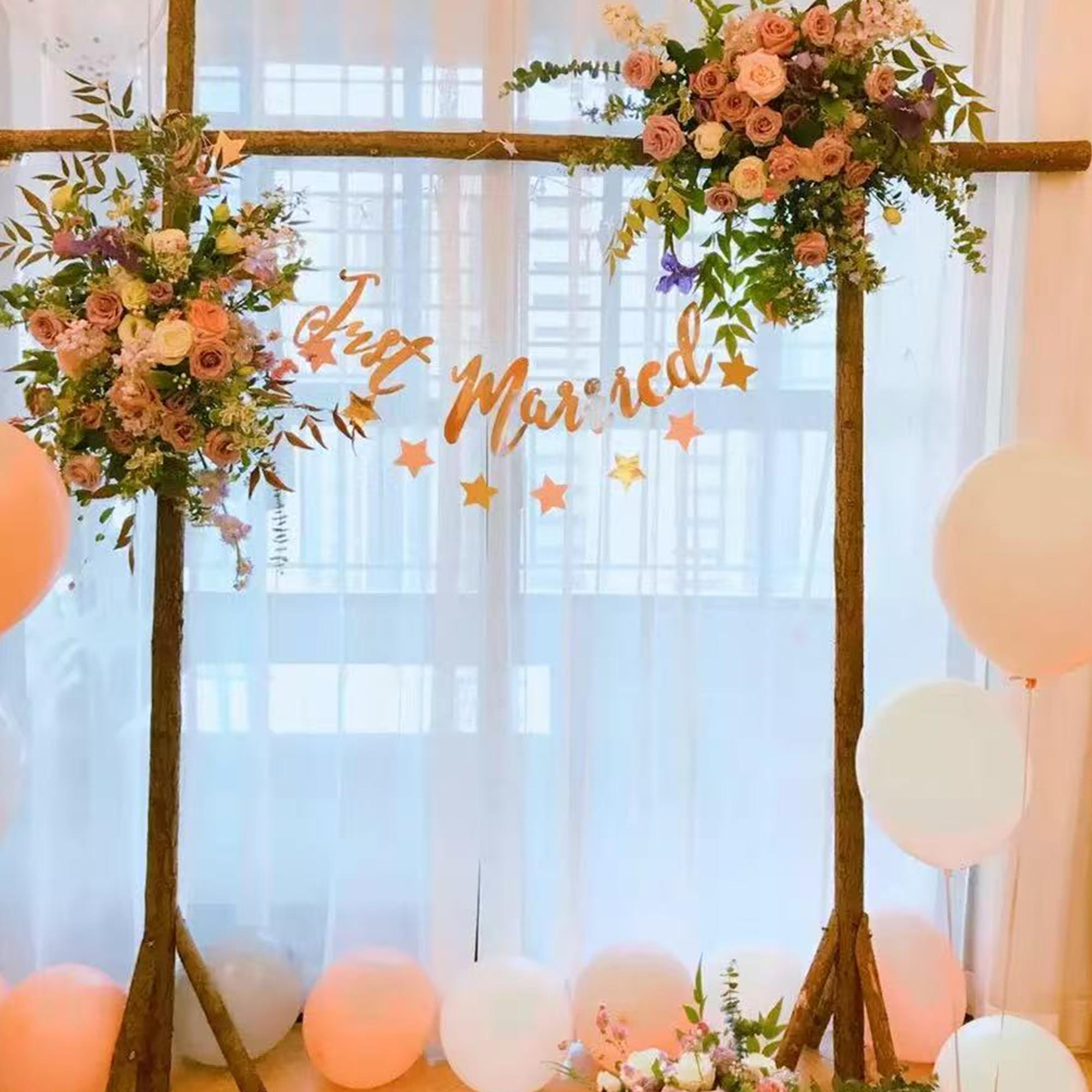 森系婚庆道具木桩拱门户外草坪婚礼木头架子花艺橱窗背景装饰摆件