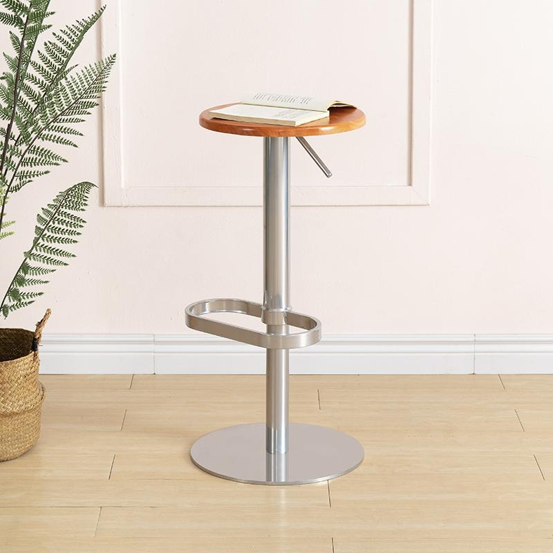 北欧简约吧台椅家用设计师实木高脚凳日式可升降旋转铁艺酒吧椅子