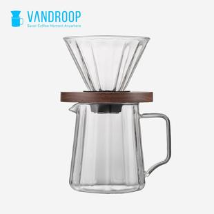 VANDROOP 手冲v60专业黑胡桃木冲泡分享壶全套咖啡器具 咖啡滤杯