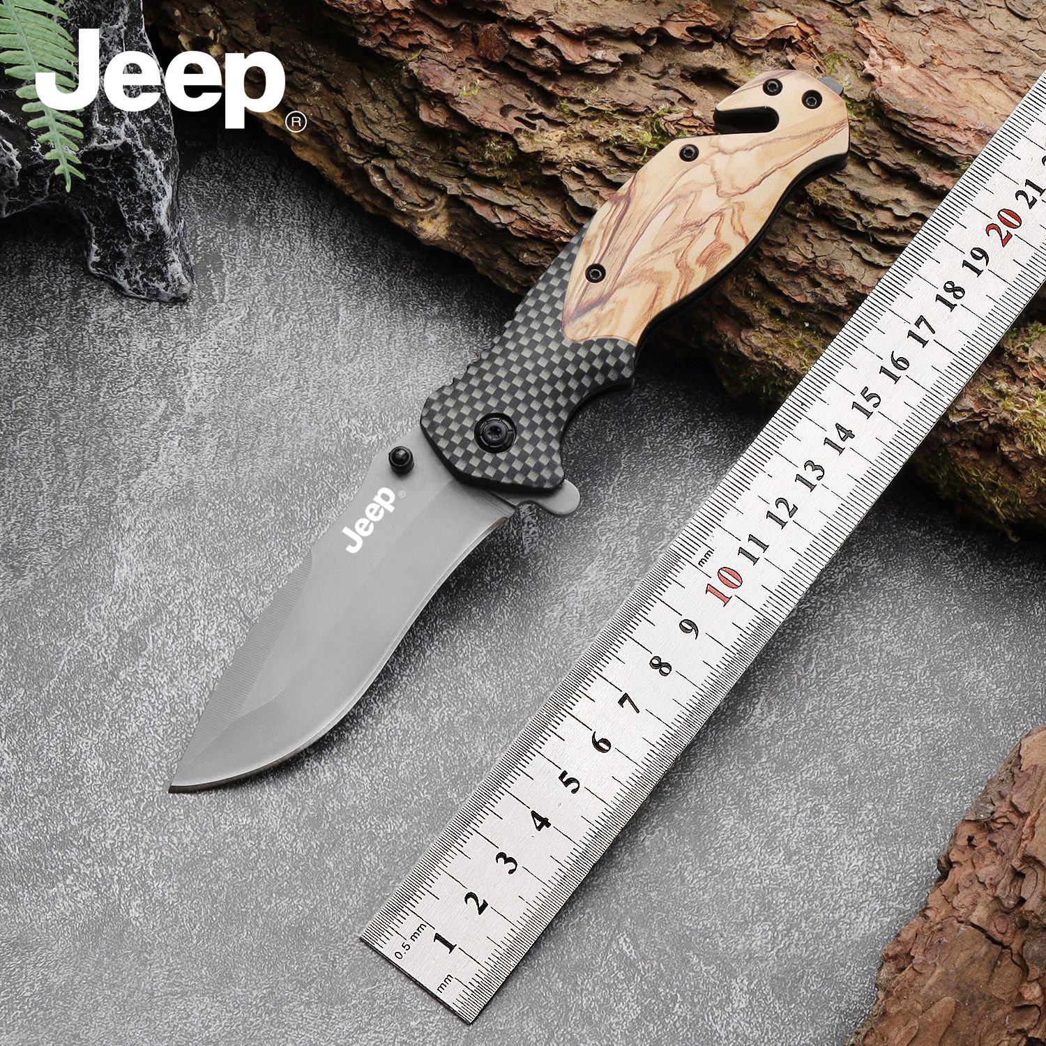 JEEP户外多功能折叠刀防身随身车载求生野外露营刀具便携水果小刀