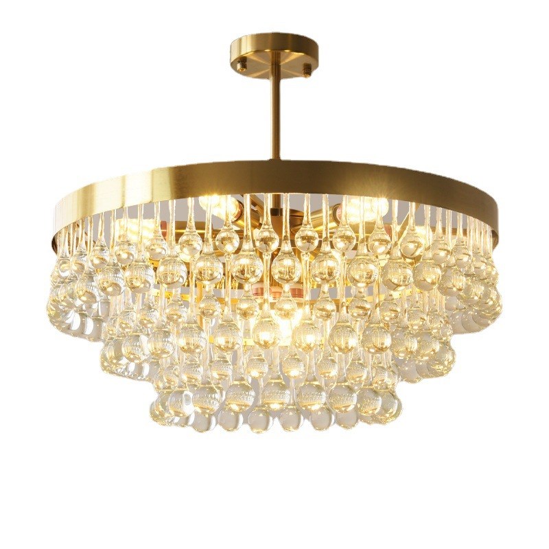 现代法式轻奢水晶玻璃吊灯圆形温馨卧室简约创意餐厅大气客厅