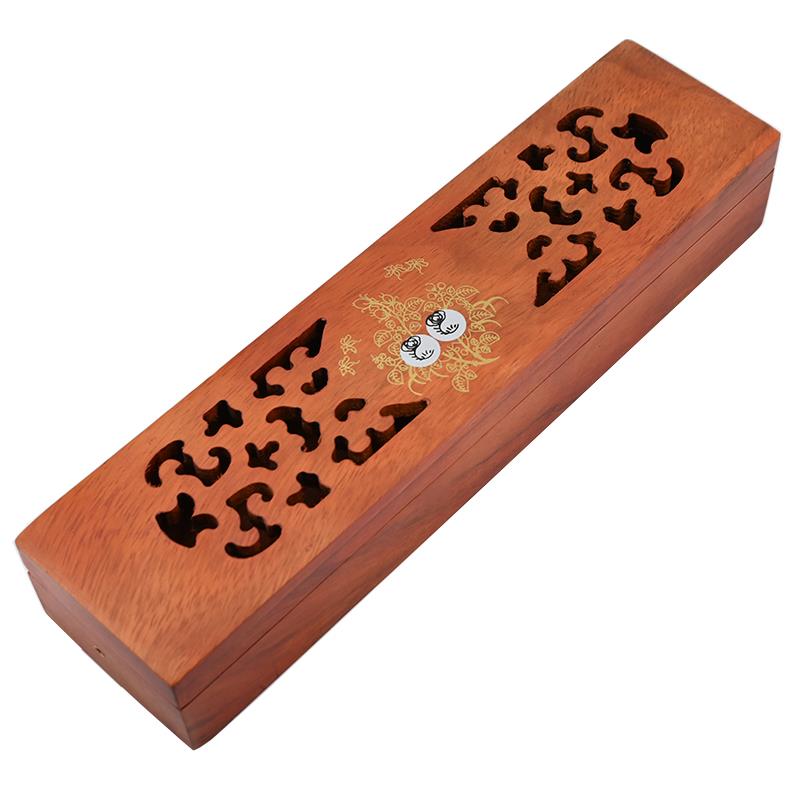 越南进口花梨木印花镂空实木线香竹签香家用檀香沉香熏香炉卧香盒