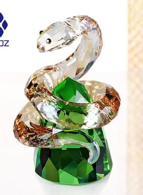 2025蛇年生肖吉祥物新年本命年金蛇创意礼品工艺礼品摆饰装饰水晶