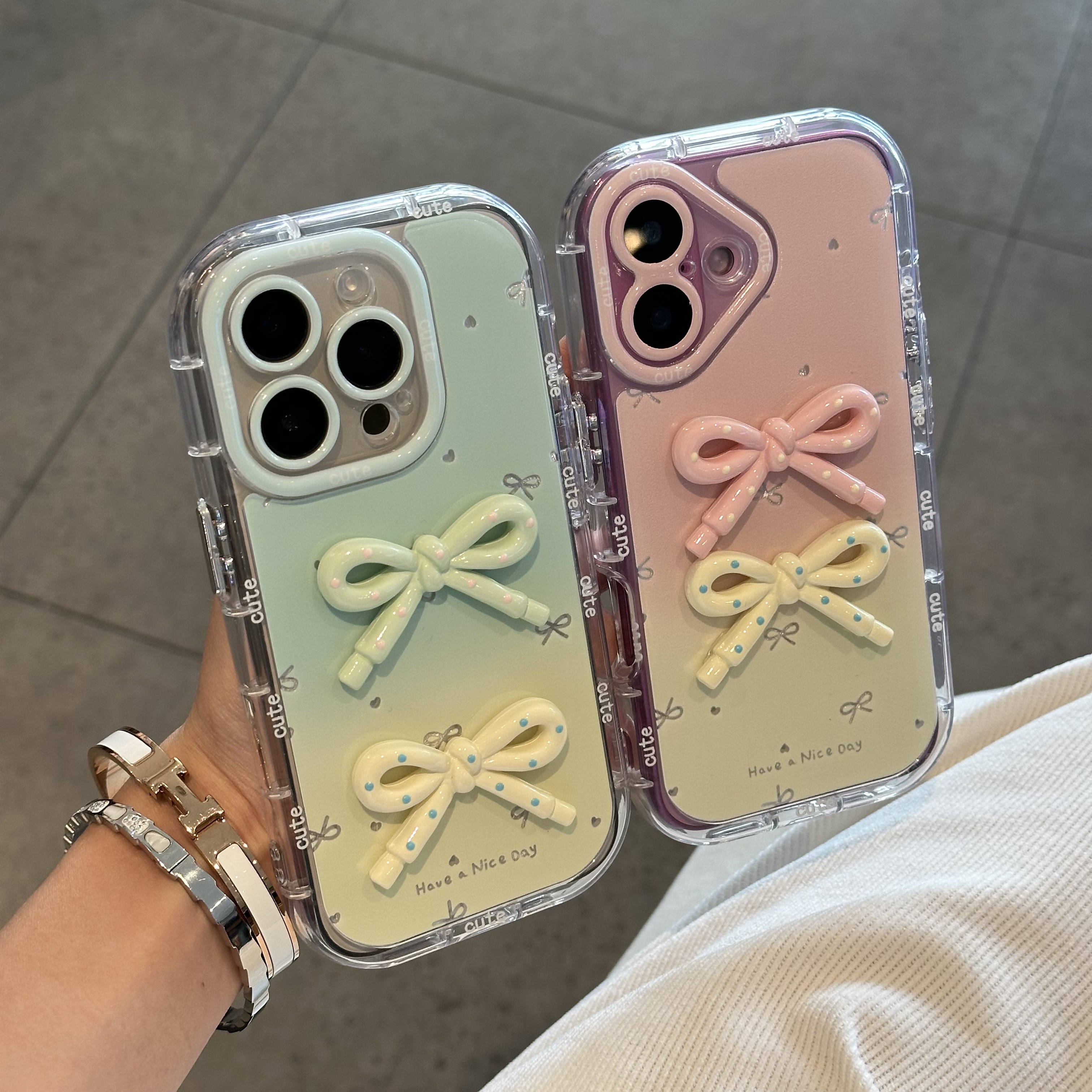 渐变立体蝴蝶结新款适用苹果16Pro手机壳iPhone15max小米14华为mate70pura80k60nova12opporeno13荣耀200x100