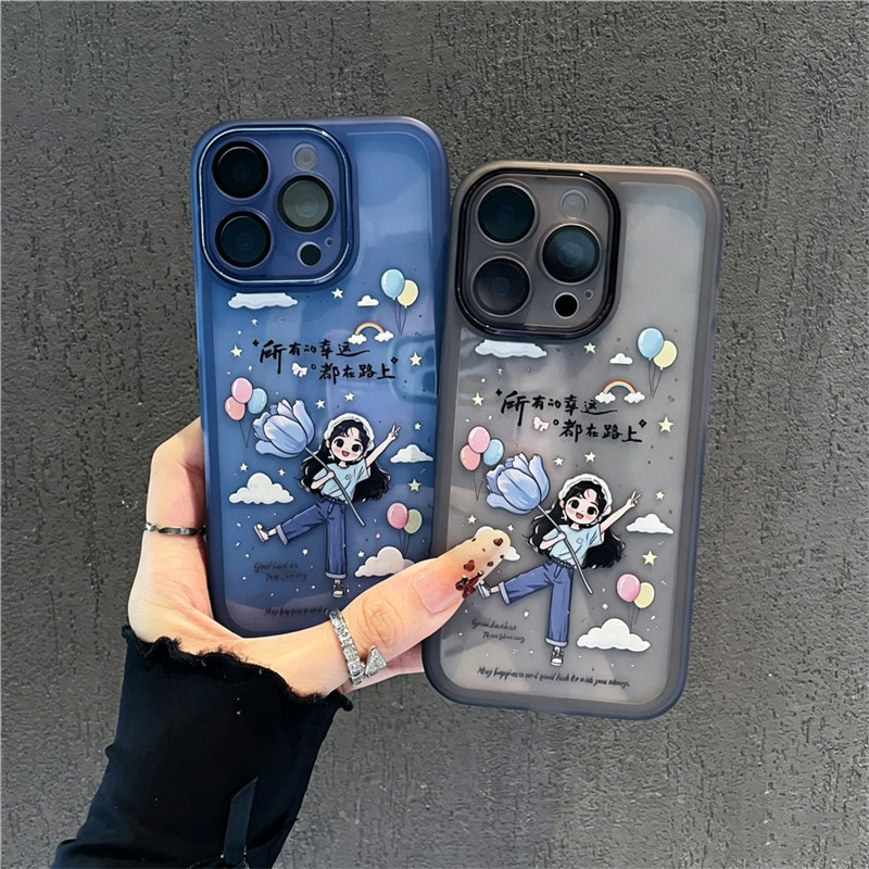 气球女孩适用苹果17promax手机壳iPhone16E华为p90magic7小米17mate70K70Y200nova14reno13vivoX100findx8s20