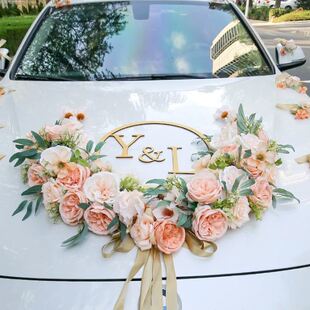香槟色仿真主婚车装 饰拉花车头结婚礼庆用品布置吸盘套装 全套新款