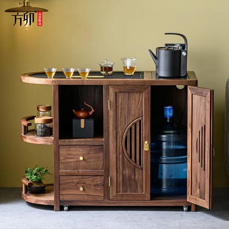方卯新中式实木茶水柜轻奢现代小型边柜烧水壶一体家用禅意泡厂家