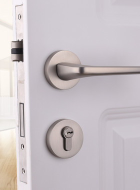 依佰利白色门锁室内门把手简约卧室分体锁欧式磁吸静音房门锁具