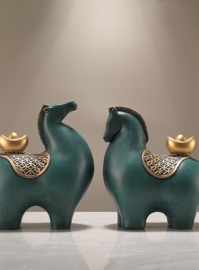 马上有钱摆件招财客厅酒柜轻奢高档玄关装饰品V乔迁礼物开业