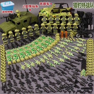 暑假清仓兼容乐高特警小颗粒人仔积木军事特种兵全套儿童玩具礼物