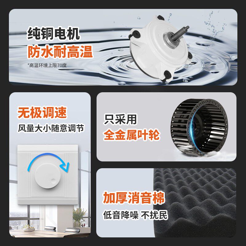 静音管道风机直流无刷变频调速风机新风机换气机送风机排风抽风机