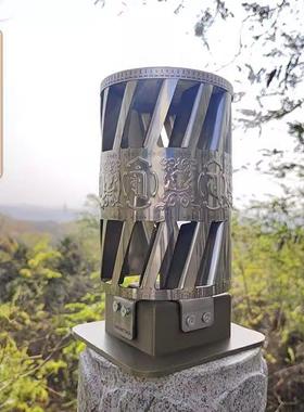 慈简藏式风动转轮经筒微风转动转桶不锈钢景点室外风力装饰摆饰