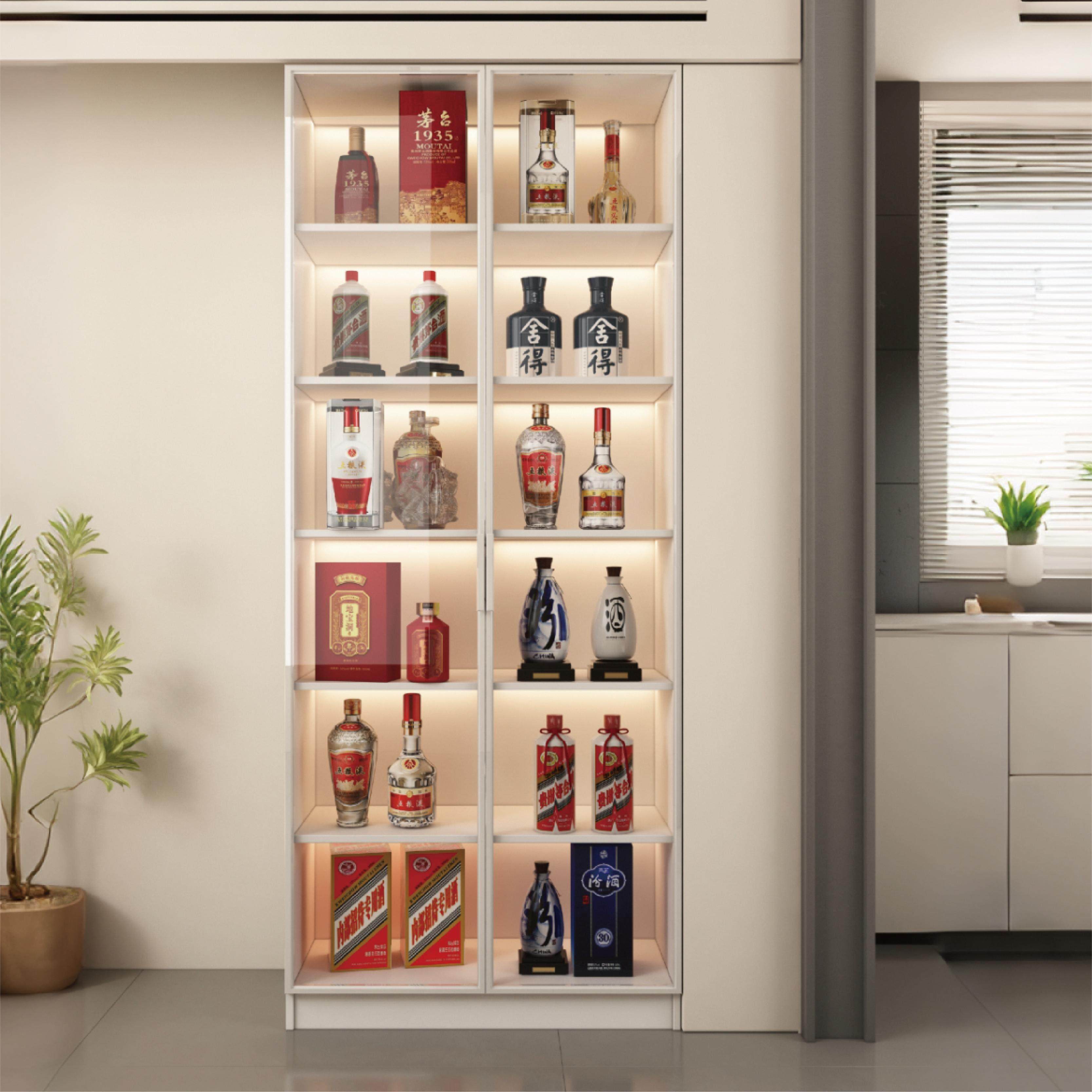 红酒柜客厅靠墙展示架小型酒架置物架威士忌小酒柜收纳层架装饰柜