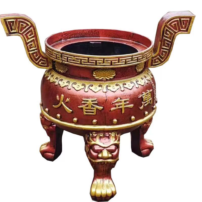 寺院圆形铸铁烧香炉寺庙纯铜香炉上香大号插香炉鼎道观佛堂三足鼎