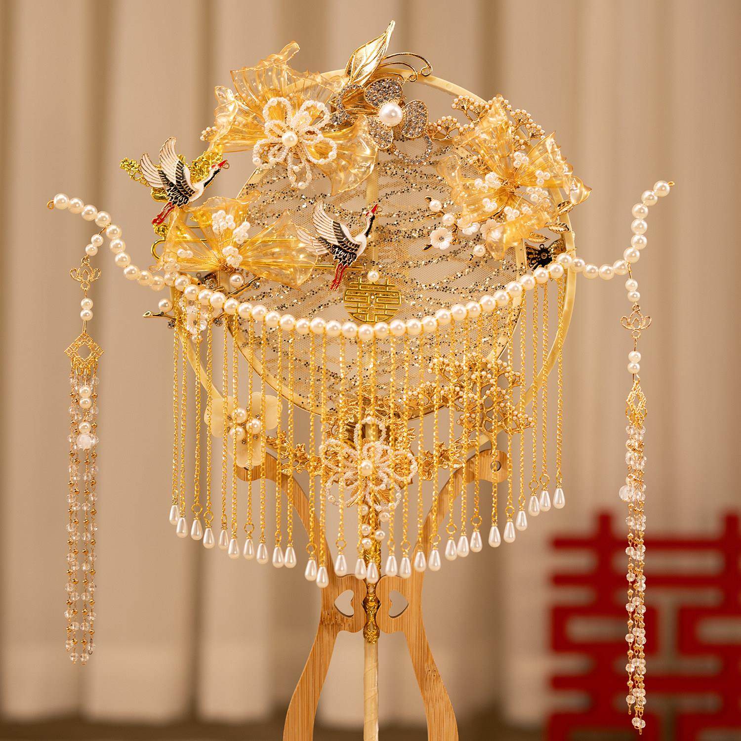 新娘团扇diy材料包结婚礼物手工喜扇子婚礼高端重工出嫁秀禾服扇,家居饰品,工艺扇/团扇/喜扇/折扇,淘宝优惠券,粉丝福利购,淘宝优惠卷