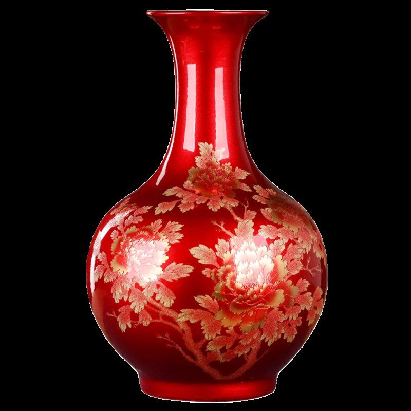 景德镇陶瓷器花瓶手工水晶釉乔迁新居中式插花客厅家居装饰品摆件