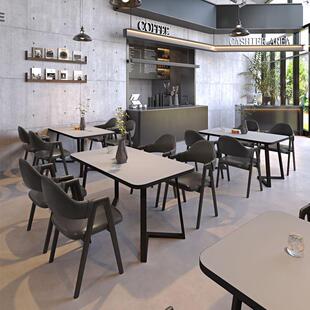 快餐店桌椅商用饭厅饭店奶茶店餐桌椅组合网红餐饮专用长方形桌子