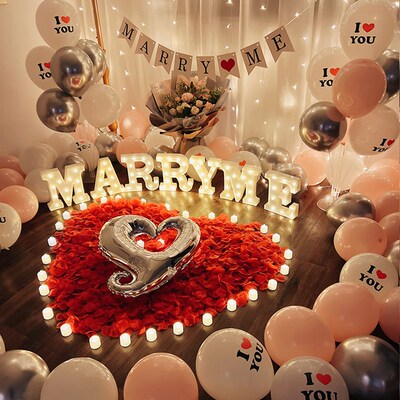 marryme求婚灯浪漫表白情人节520求婚布置室内场景氛围道具用品