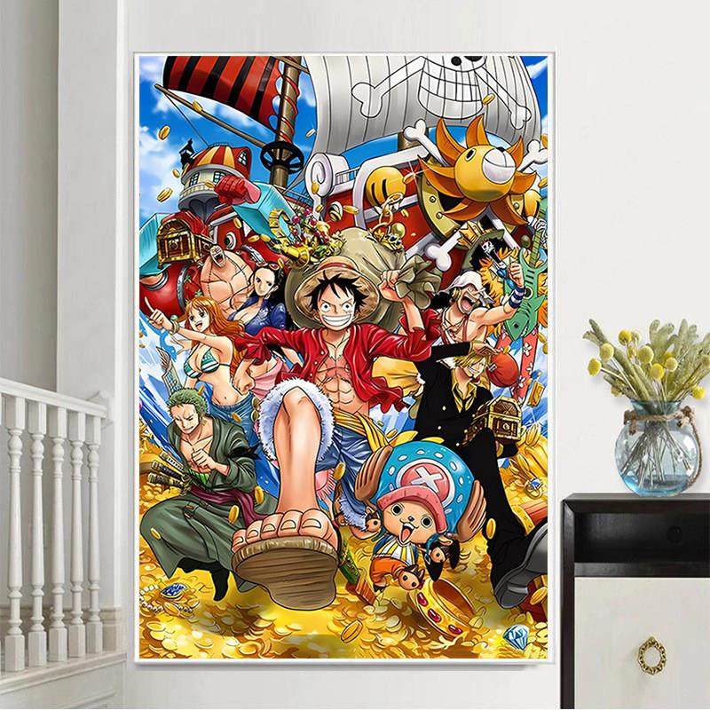 卡通动漫钻石画2024新款海贼王手工粘钻5d贴钻十字绣卧室玄关满钻,居家布艺,钻石绣,淘宝优惠券,粉丝福利购,淘宝优惠卷