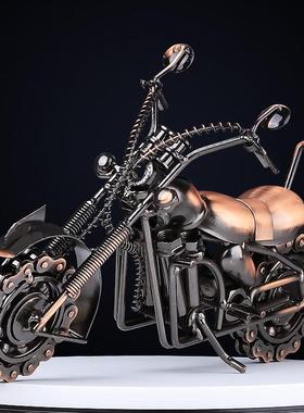 复古摩托车摆件创意家居客厅酒柜书架电视柜装饰品玄关桌面工艺品