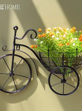 ins风创意自行车花篮壁挂墙上彷真花假花墙面装饰品客厅墙壁挂件