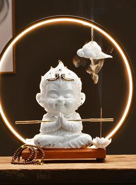 孙悟空大摆件陶瓷美猴王猴子家居装饰品齐天大圣倒流香炉灯饰摆设