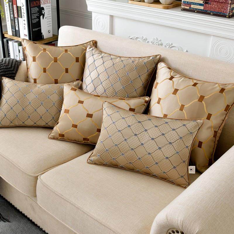 欧式高档刺绣花大抱枕靠垫床头沙发几何图靠枕办公室客厅含芯定制