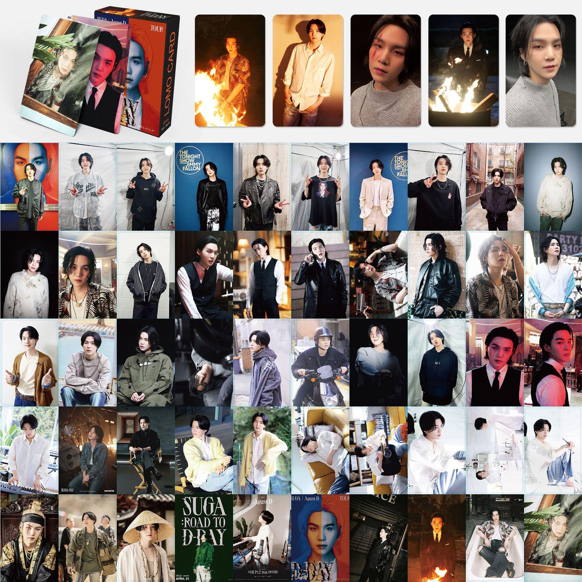 55张防弹少年团suga闵允琪周边Lomo卡 个人专辑Agust D收藏卡片