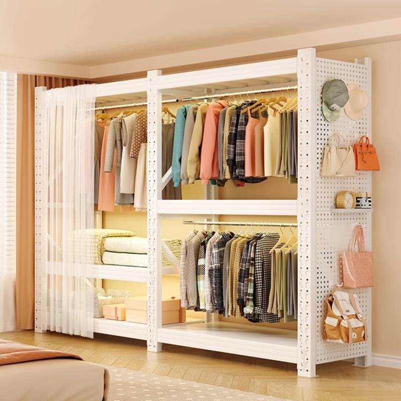 货架衣柜简易组装卧室房间衣帽间置物架收纳架子开放式钢制挂衣架