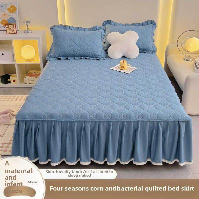 夹棉床裙水洗棉防尘单双人亲肤棉床罩防滑保护套四季用席梦思床套,床上用品,床裙,淘宝优惠券,粉丝福利购,淘宝优惠卷