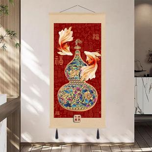 新中式葫芦入户玄关画福禄呈祥客厅沙发背景墙装饰画百福图壁画