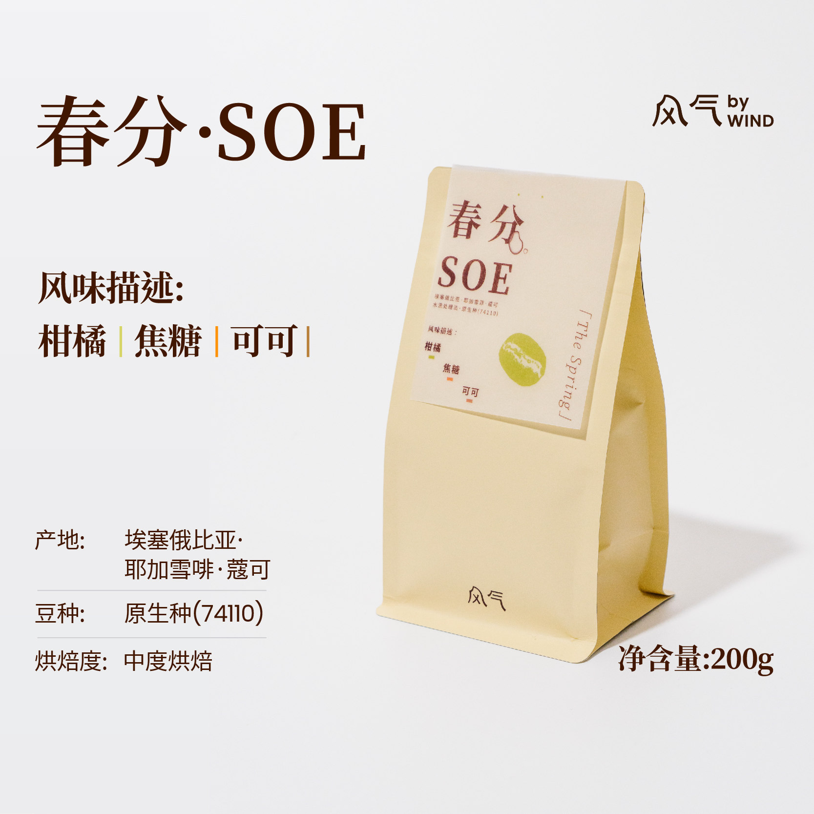 风气咖啡四季系列中烘SOE意式埃塞新鲜烘焙精品美式拿铁咖啡豆