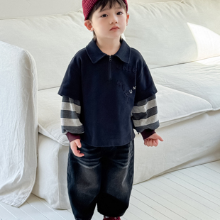 松韩屋童装男童春秋POLO衫2026新款中小童宝宝洋气百搭翻领男孩