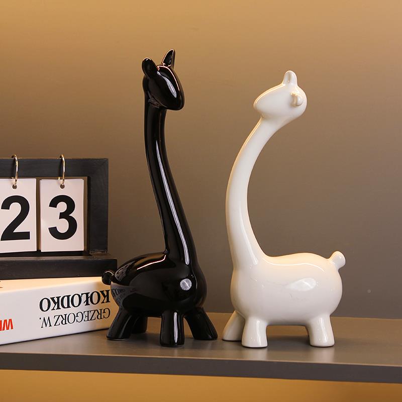 231121三创客意陶瓷小鹿桌奢面件轻风高档高摆级感家居厅玄关酒柜