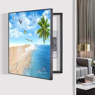 现代简约风竖款侧开门电表箱装饰画免打孔竖版配电箱客厅餐厅挂画