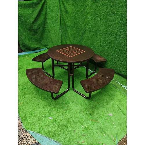 户外桌椅铁艺连体桌椅公园象棋桌夜市桌商业街遮阳伞桌椅组合圆桌