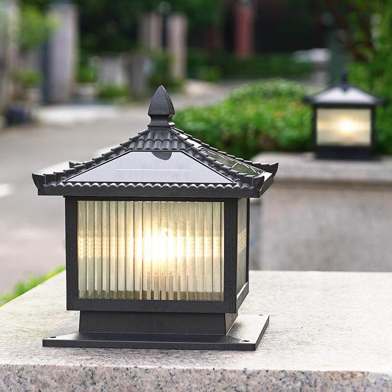 太阳能柱头灯户外防水庭院灯别墅花园围墙大门柱子灯室外接电