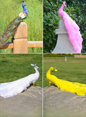 热卖模拟羽毛孔雀家居客厅窗户装饰饰品工艺品摄影道具五颜六色的