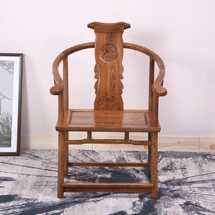 鸡翅木圈椅红木茶椅中式实木太师椅仿古卷书椅围椅茶桌椅子主人椅