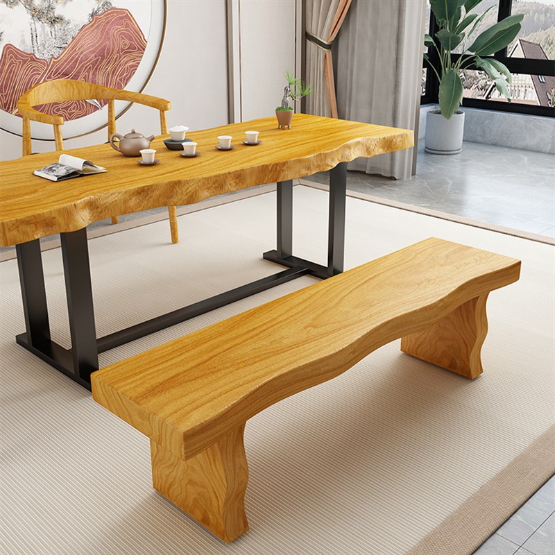 实木长条凳可坐全木质整板茶台耐用自然边无拼接简约会客桌长板凳