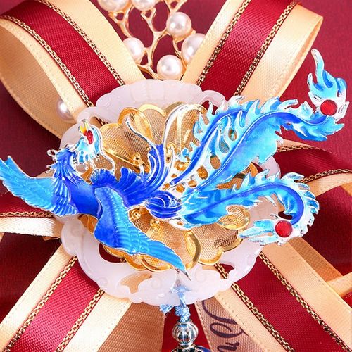 婚礼胸花新郎新娘喜庆别花龙凤玉佩中式新人襟花婚庆用品