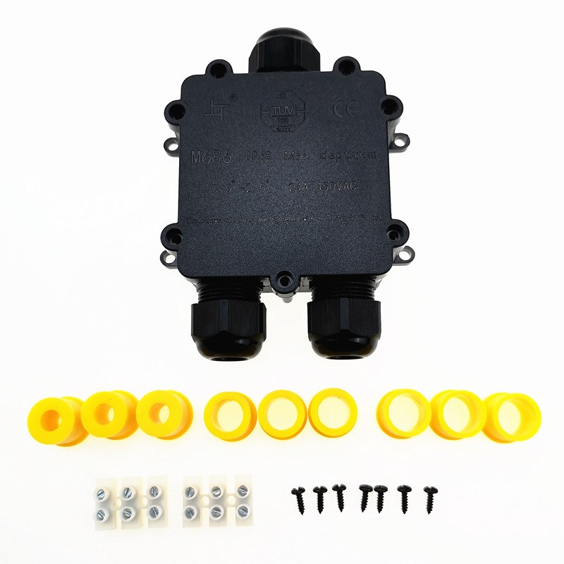 IP68防水接线盒M686三通电缆防水盒Y型一进二出防水盒现货