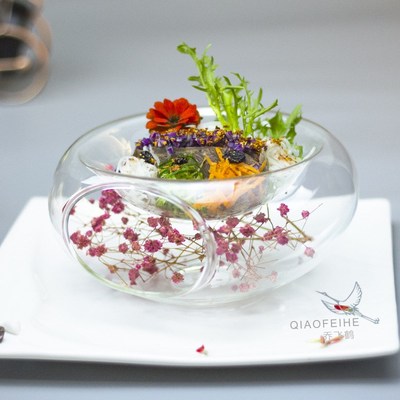 耐高温侧面开口色拉碗特色菜干冰玻璃意境碗分子美食创意餐具料理
