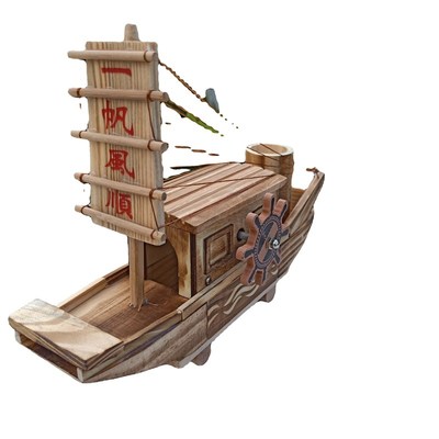 木质音乐帆船工艺品 加勒比海盗模型船摆件一帆风顺精美摆设